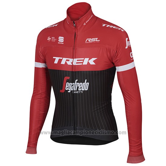 2017 Abbigliamento Ciclismo Trek Segafredo Nero e Rosso Manica Lunga e Salopette